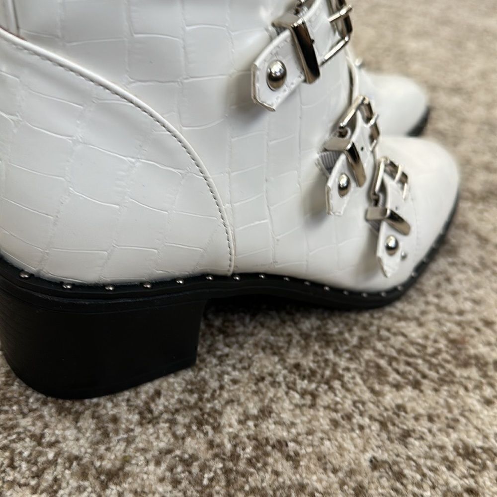 Catherine Melandrano White Leather Heeled Boots 6.5 - Picture 4 of 9
